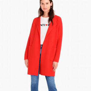 J Crew 365 Juliette Red Long Sleeve Open Front Coatigan Cardigan Sweater Size S